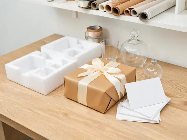 Gift packaging review station